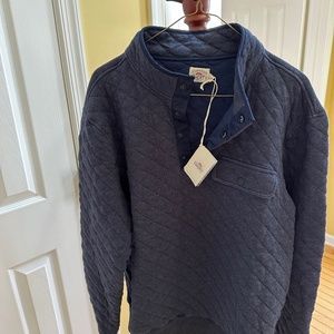 Faherty Mens Epic Quilted Fleece Pullover Navy Melange Size Large